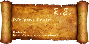 Régeni Ervin névjegykártya